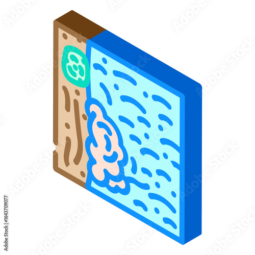 foamy polluted river water isometric icon vector illustration