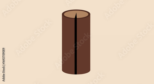 Isolated vector illustration of a single split wooden log, a simple icon representing firewood, lumber, and natural resources