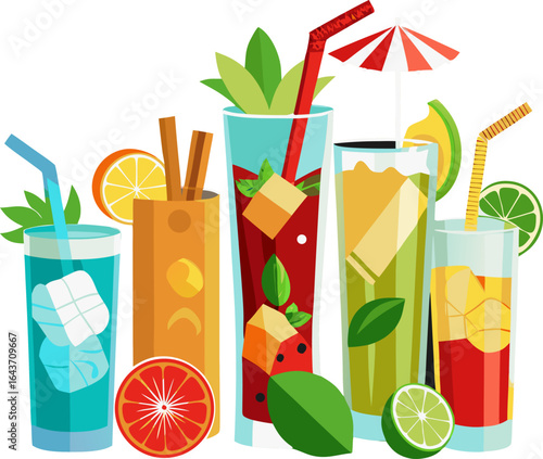 colorful refreshing drink garnish icon