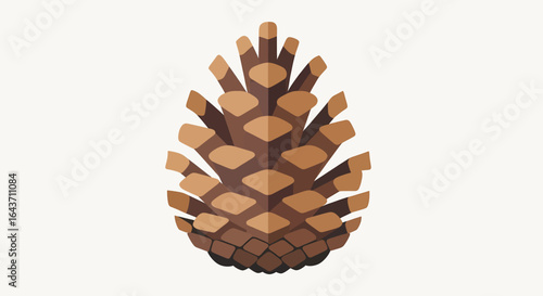 Stylized vector illustration of a single pinecone with a geometric flat design isolated on a white background