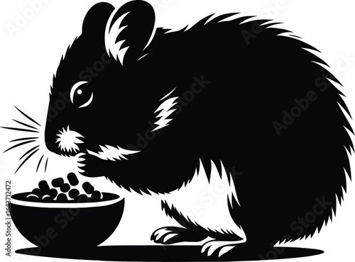 Cute Hamster Silhouette vector illustration isolated on a white background