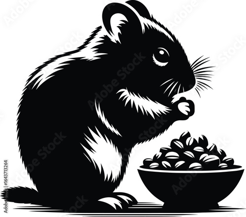 Cute Hamster Silhouette vector illustration isolated on a white background