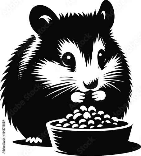Cute Hamster Silhouette vector illustration isolated on a white background