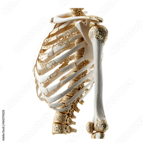 Realistic Detailed Human Rib Cage and Shoulder Bone Anatomy Study
