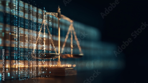 Balancing scales symbolizing justice in digital	