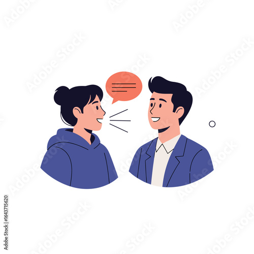 Two people talking with speech bubbles communication is key to understanding each other