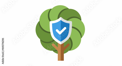 Protecting Nature A Shield Symbolizing Environmental Safety and Tree Care