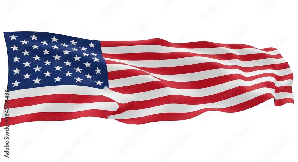 Obraz premium Waving American Flag with Stars and Stripes 19 America USA United States red white blue patriotism national symbol freedom liberty