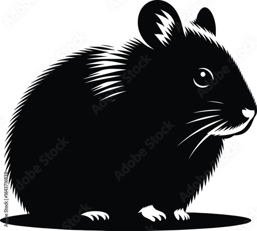 Cute Hamster Silhouette vector illustration isolated on a white background