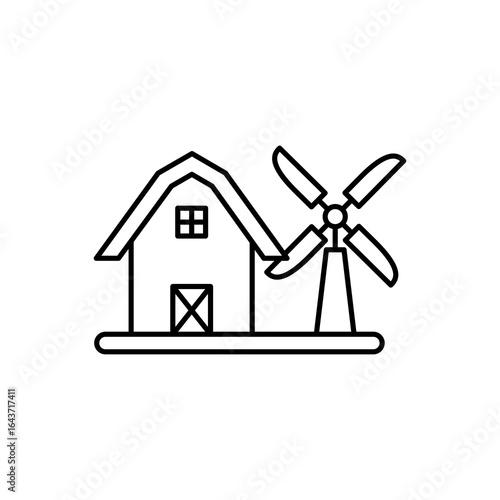 The icon depicts a barn farm with a wind vane beside it.