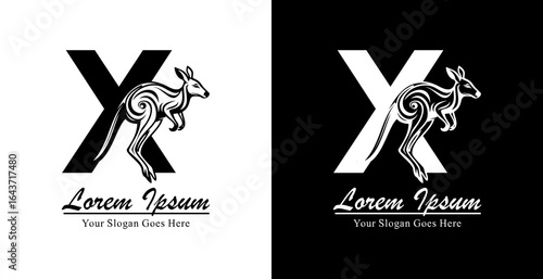 Kangaroo logo design combined with the letter X