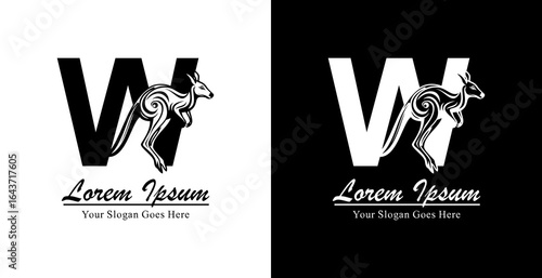 Kangaroo logo design combined with the letter W