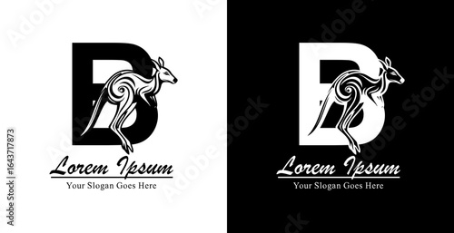 Kangaroo logo design combined with the letter B
