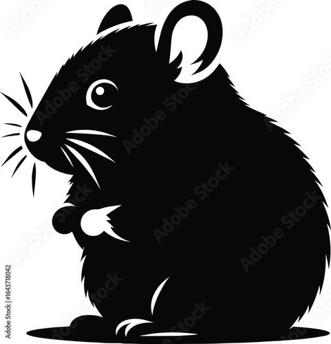 Cute Hamster Silhouette vector illustration isolated on a white background