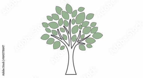 Stylized representation of a tree with a minimalist design, featuring green leaves and a simple brown trunk, symbolizing growth and nature