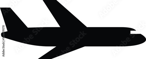 Airplane Vector Symbol Design, Travel Icon, High-Resolution Graphic, Black Silhouette, Modern Concept in Minimalist Style