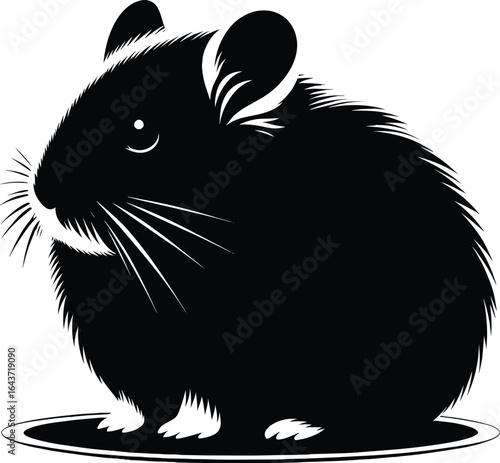 Cute Hamster Silhouette vector illustration isolated on a white background