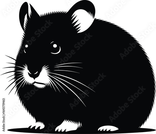 Cute Hamster Silhouette vector illustration isolated on a white background
