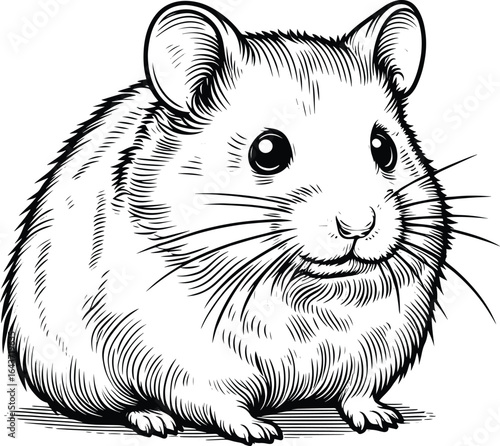 Hamster outline art vector illustration isolated on a white background