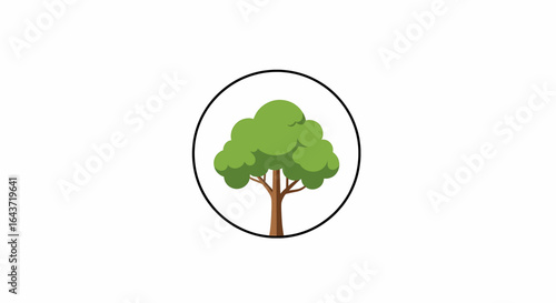Simple flat tree icon in a circle. Vector illustration of a green plant symbol for ecology and nature concepts. Isolated on white background.