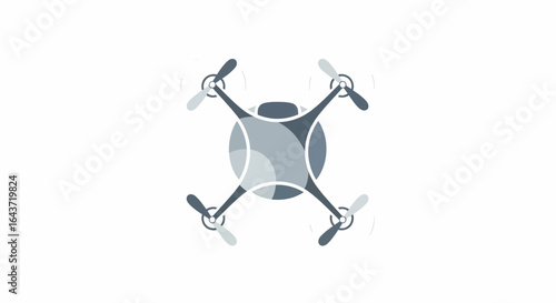 Stylized quadcopter drone icon for technology, aerial delivery, and surveillance, modern flat vector whisking concept illustration.