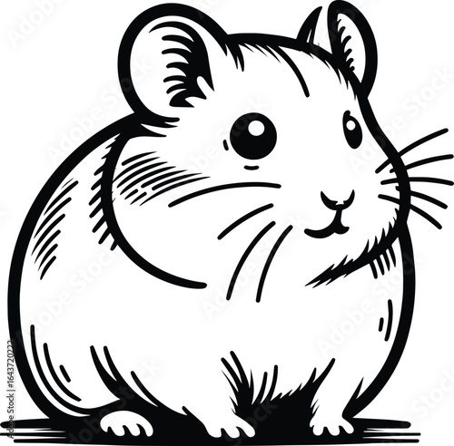 Hamster outline art vector illustration isolated on a white background