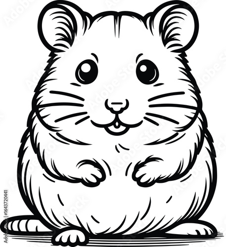 Hamster outline art vector illustration isolated on a white background
