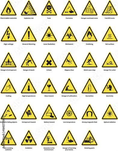 warning sign vector illustration, icon set hazardous, icon set chemistry laboratory