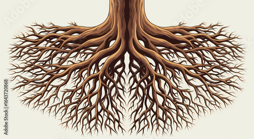 Intricate Tree Roots Illustration A Symbol of Growth, Connection, and Strength