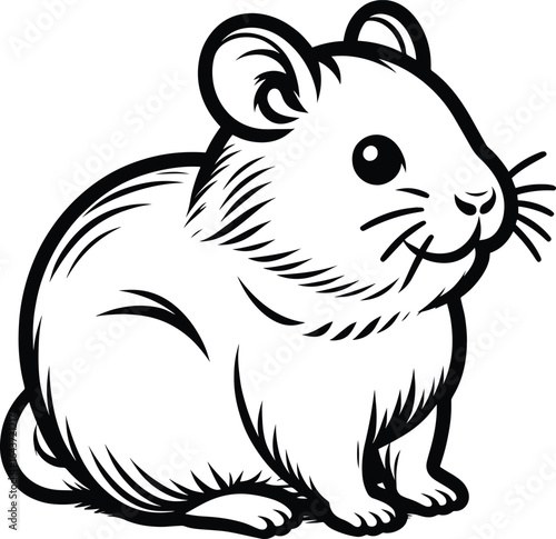 Hamster outline art vector illustration isolated on a white background