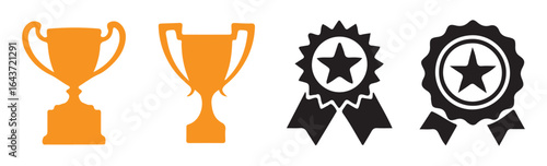 Award cup icon set. Trophy symbol. Win cup. Vector illustration eps 10