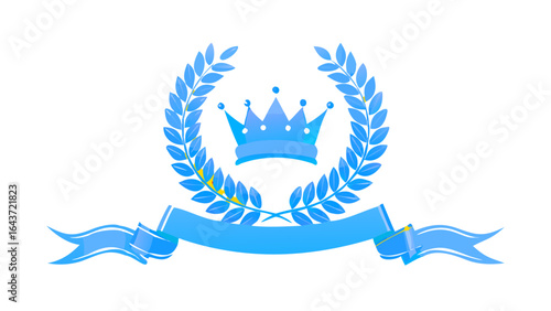 Crown laurel banner vector illustration graphic design element royal heraldry achievement symbol decoration award