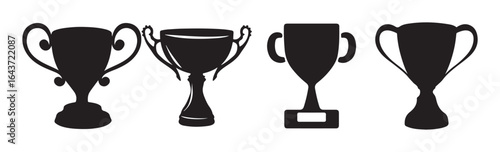 Award cup icon set. Trophy symbol. Win cup. Vector illustration eps 10