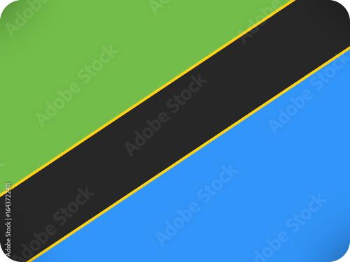 The national flag of tanzania with its distinctive diagonal green and blue fields separated by a black stripe bordered by gold