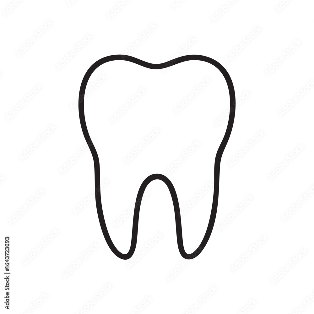 Obraz premium Simple Tooth Outline Illustration for Dental Care Health and Wellness Promotion Minimalist Black and White Design for Education