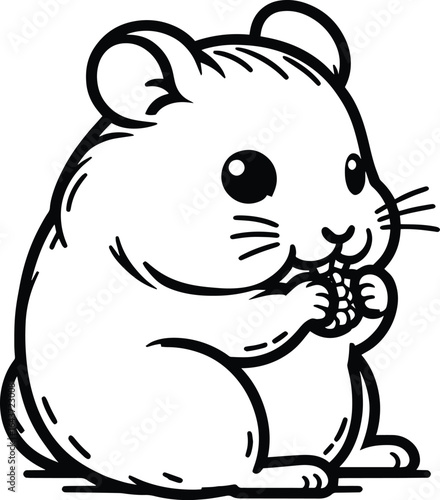 Hamster outline art vector illustration isolated on a white background