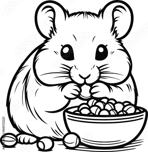 Hamster outline art vector illustration isolated on a white background