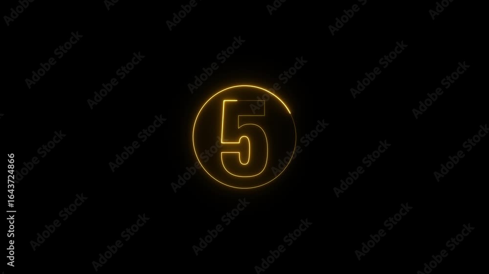 Neon 5 text number animation. Glowing Five motion. number 5 countdown video. Neon 5 text number animation. Glowing Five motion. number 5 countdown video.
