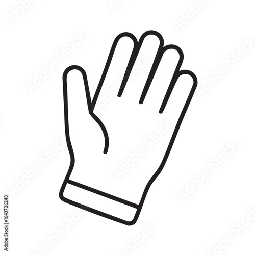 Isolated outline illustration of a simple protective glove offering safety and hygiene for medical and sanitation contexts a symbol of care and prevention