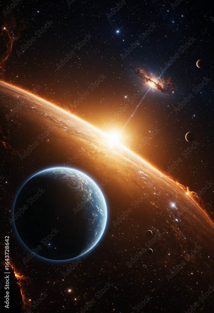 Obraz premium Photo space nebula astronomical scene with Exoplanet 