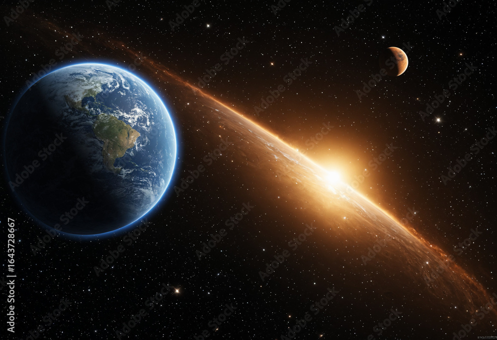 Naklejka premium Photo space nebula astronomical scene with Exoplanet