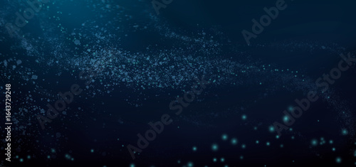 Deep sea blue illustration background realism. Dark deep and scary ocean banner.
