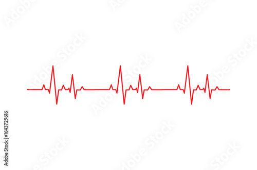  red electrocardiogram line representing a heartbeat or pulse, symbolizing health, life, and medical monitoring