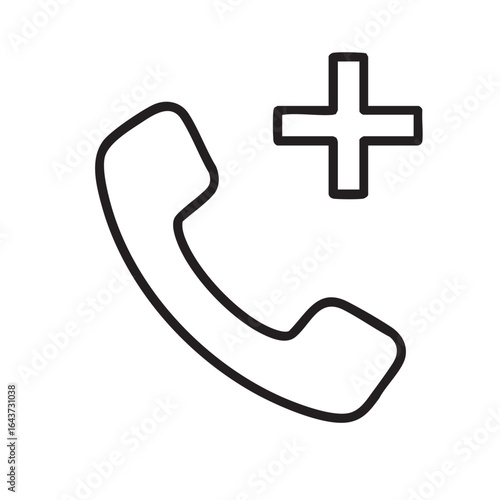 Emergency Call Icon in Black and White Minimalist Medical Assistance Symbol for Help and Support Communication