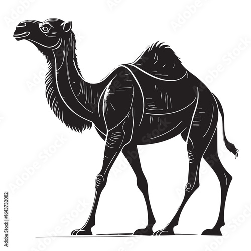 black arabian camel Silhouette Vector, High Quality Illustration on White Background