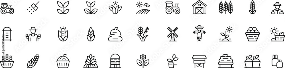 Fototapeta premium Agriculture icons set. Vector Illustrations