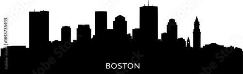 boston city skyline line art silhouette vector illustration