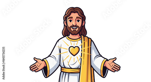 Joyful Jesus Christ Embracing With Warm Heavenly Light Isolated Transparent Background