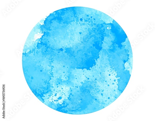 Abstract circular light blue watercolor stain