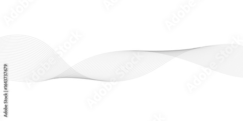Abstract background with silver, grey and white smoky wave lines on white paper wave background. Gray and white digital technology wavy curve lines background.	